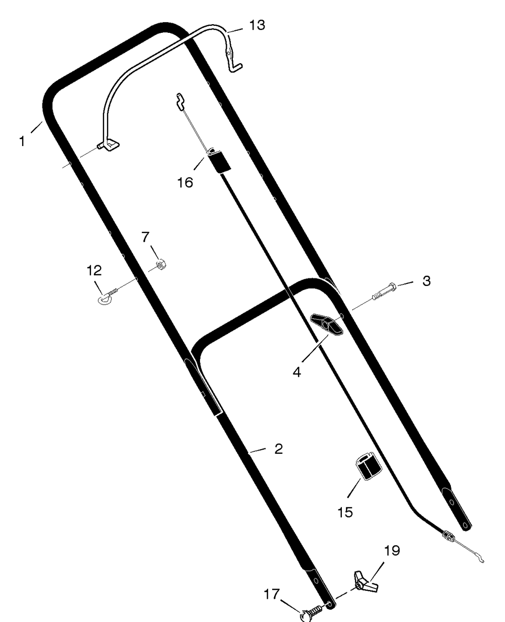 Handle Assembly Diagram and Parts List for 223310X199A 2005 Briggs and Stratton Lawn Mower
